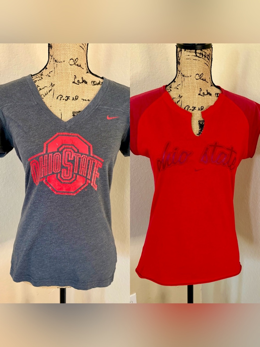 NIKE : Ohio State Buckeyes Women’s T Shirt Bundle Red Gray Size M 2 Piece Lot